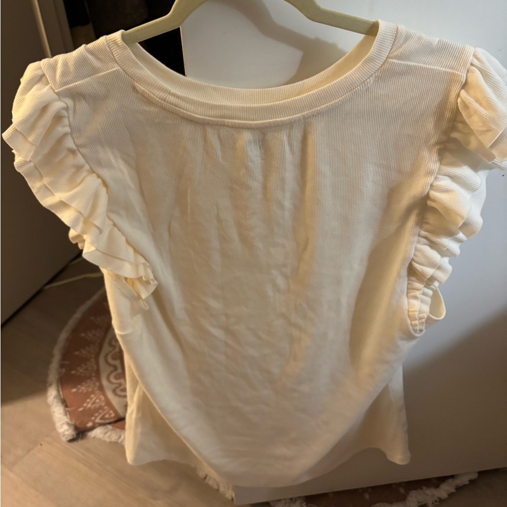 Cream Ruffle Sleeve Top